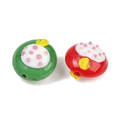 手作りランプワークビーズ  苺  ミックスカラー  16-16.5x16.5-17x12-13mm  穴：1.5mm&nbsp;LAMP-E039-01