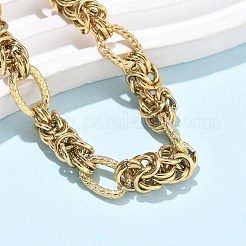 女性用304ステンレススチールオーベルリンクチェーンブレスレット  14KGP本金メッキ  7-1/8インチ（18cm）&nbsp;BJEW-U038-02G
