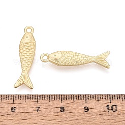 ラックメッキ合金ペンダント  カドミウムフリー＆鉛フリー  魚のチャーム  マットゴールドカラー  30x8x3.5mm  穴：1.8mm&nbsp;PALLOY-N179-64MG
