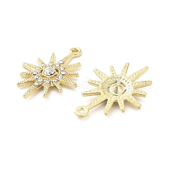 合金クリスタルラインストーンペンダント  太陽のチャーム  ゴールドカラー  28.5x21x3mm  穴：1.6mm&nbsp;FIND-L021-02G