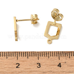 イオンプレーティング(IP) 304 ステンレススチール スタッド イヤリング金具  長方形  ゴールドカラー  11.5x7mm  穴：1.2mm  ピン：11x0.7mm&nbsp;STAS-I206-45G