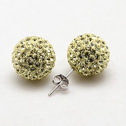 スターリングシルバーオーストリアクリスタルラインストーンイヤースタッド925個  耳ナッツ  ラウンド  550 _khaki  12mm  ピン：0.8mm&nbsp;SWARJ-D470-550