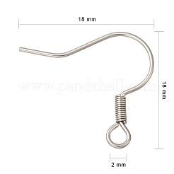 変色しにくい316サージカルステンレススチール製ピアスフック  水平ループ付き  ステンレス鋼色  18x18mm  21ゲージ  ピン：0.7mm  穴：2mm&nbsp;X1-STAS-E009-2
