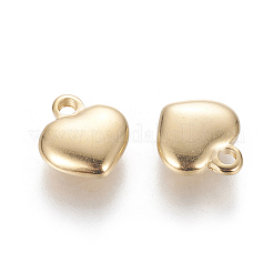 304ステンレススチールチャーム  膨らんだ心  ゴールドカラー  10x9.5x3mm  穴：1.6mm&nbsp;STAS-L233-052G