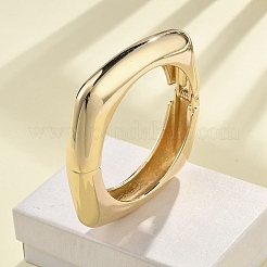 女性用合金ヒンジ付きバングル  幾何学的な正方形  ゴールドカラー  1/2インチ（1.35cm）  内径：2-1/4インチ（5.65cm）&nbsp;BJEW-D312-02G