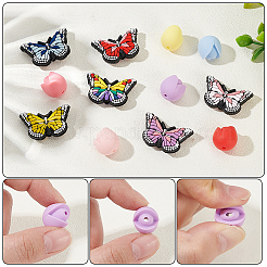 12個 12スタイル 花と蝶のシリコンロックステッチマーカー  ミックスカラー  15~30.5x14.5~20.5x8.5~14mm  穴：2mm  1個/スタイル&nbsp;SIL-WR0001-02