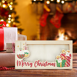 クリスマスをテーマにした長方形の木製マネーホルダー  祭りのお金持ち  ファイヤーブリック  90x180x11.5mm&nbsp;AJEW-WH20006-282C