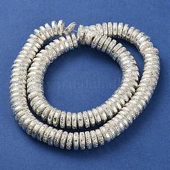 電気メッキされた天然溶岩岩ビーズ連売り  ディスク  ヒシビーズ  銀メッキ  10x3mm  穴：1.5mm  約125個/連  15.91''（40.4センチメートル）&nbsp;G-I360-A05-04