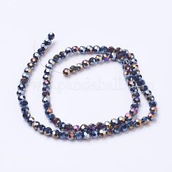 電気メッキガラスビーズセット  ABカラー  ファセット（32ファセット）  ラウンド  ブラック  4mm  穴：1mm  約87~93個/連  32~33cm&nbsp;EGLA-J042-4mm-AB01