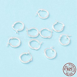 925スターリングシルバーフープピアス  女性のための分厚い小さなハギーフープピアス  銀  14x13x2mm  ピン：0.5x1mm&nbsp;STER-P047-13A-S