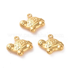 304ステンレスペンダント  亀のチャーム  ゴールドカラー  12.1x13.6x3.3mm  穴：1mm&nbsp;STAS-D243-11G