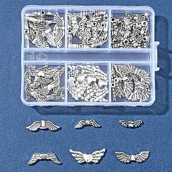 チベット風合金ビーズ  混合図形  アンティークシルバー  4~9x14~22x2~4mm  穴：1~1.5mm  10個/スタイル&nbsp;TIBEB-FS0001-07