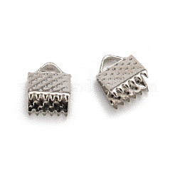 アイアン製カシメリボン止めエンドパーツ  プラチナ  6x7mm  穴：2mm&nbsp;IFIN-ZX025-P