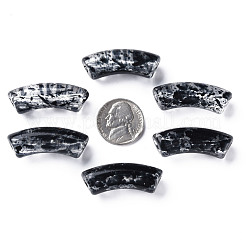 透明なアクリルビーズ  天然石風  ツートン  カーブチューブ  ブラック  36x13.5x11.5mm  穴：4mm  約148個/500g&nbsp;MACR-S372-001F-C10