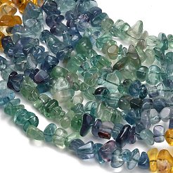 天然の多色蛍石ビーズ連売り  チップ  5~10x4~11x2~6mm  穴：0.8mm  15.35''（39センチメートル）&nbsp;G-D109-B02
