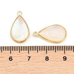 真鍮製エナメルペンダント  模造シェル  14KGP本金メッキ  カドミウムフリー＆鉛フリー  ティアドロップ  17.5x11.5x3mm  穴：1.5mm&nbsp;KK-K252-10G-06