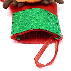クリスマスの靴下をぶら下げトナカイの布  スパンコール付き  キャンディーギフトバッグ  クリスマスツリーの装飾用  レッド  162x126x17mm&nbsp;HJEW-SZC0004-23