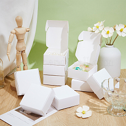 折り畳み可能な正方形の紙製収納ギフトボックス  紙包装ケース  ホワイト  6.5x6.5x3cm&nbsp;CON-WH0110-035A-02
