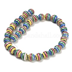 手作りの陶器ビーズ  手描き  ファミーユは磁器バラ  ストライプラウンド  カラフル  1.6x11.5mm  穴：1.6mm  340~353mm&nbsp;PORC-G002-35C