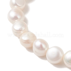 天然養殖淡水真珠ビーズストレッチブレスレット  ラウンド  乳白色  ビーズ：8x6~8mm  内径：2.17インチ（5.5cm）&nbsp;BJEW-JB13472