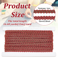 編組ポリエステルレーストリム  服飾材料  レッド  3/8インチ（10mm）  約16.40ヤード（15m）/カード&nbsp;OCOR-WH0079-23B