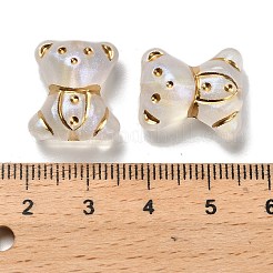 透明なアクリルビーズ  クマ  ゴールドライン入り  グリッターパウダー付き  透明  17x15x8.5mm  穴：1.8mm  約420個/500g&nbsp;MACR-K359-39