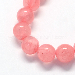 天然石染め加工グリーンジェイド天然石ビーズ連売り  ラウンド  ライトコーラル  6mm  穴：1mm  約66個/連  15.7インチ&nbsp;G-R273-6mm-06