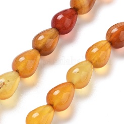 天然石赤瑪瑙ビーズ連売り  ティアドロップ  9x6mm  穴：1.2mm  約44個/連  15.75''（40センチメートル）&nbsp;G-B106-A22-01