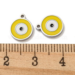 304ステンレススチールチャーム  エナメル  ナザールボンジュウのチャーム  ステンレス鋼色  ゴールド  10x8x1mm  穴：1mm&nbsp;STAS-L022-171P-03