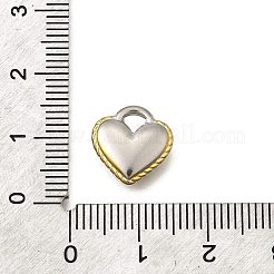 304ステンレススチールチャーム  イオンプレーティング（ip）  ハートチャーム  ゴールデン·ステンレス鋼色  12.5x12x3.5mm  穴：2.5x2.5mm&nbsp;STAS-K252-07PG