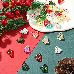 手作りの凹凸のあるガラスビーズ連売り6個  手描きのビーズ  染め＆加熱  エナメル  クリスマスツリー  グリーン  16x14.5x7mm  穴：1.2mm&nbsp;LAMP-FS0001-16B