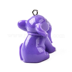 樹脂チャーム  象のチャーム  プラチナアイアンループ付き  ミディアムスレートブルー  28x24x25mm  穴：2mm&nbsp;FIND-U031-15A-P