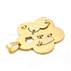 イオンプレーティング（IP）304ステンレスペンダント  花のチャーム  ゴールドカラー  47x48.5x3mm  穴：12x6mm&nbsp;STAS-E184-25G