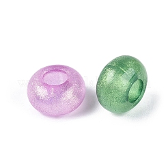 クリアアクリルヨーロピアンビーズ  ロンデル  大穴ビーズ  グリッターパウダー付き  ミックスカラー  13.5~14x8~8.5mm  穴：5.5mm  約549個/500g&nbsp;OACR-Q200-18