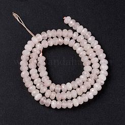 天然石ローズクォーツビーズ連売り  ロンデル  多面カット  ピンク  6x3.5~4mm  穴：1mm  約105個/連  15.5インチ&nbsp;G-F362-05-4x6mm