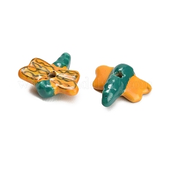 手作りの陶器ビーズ  昆虫  手描き  トンボ  18.5x20.5x6.5mm  穴：2.5mm&nbsp;PORC-L084-01A