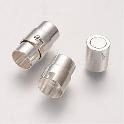 真鍮製ロッキングチューブマグネットクラスプ  コラム  銀色のメッキ  18x10mm  穴：8mm&nbsp;KK-Q089-S