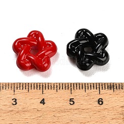 ベーキングペイント不透明アクリルビーズ  花  ミックスカラー  15x16x6.5mm  穴：2mm&nbsp;AC-CBAD9B6-01