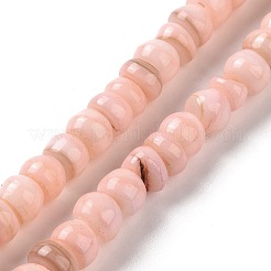 天然養殖淡水貝ビーズ連売り  染め  ロンデル  ミックスカラー  6.5~7.5x2~6.5mm  穴：1mm  約85個/連  14.88インチ（37.8cm）&nbsp;SHEL-F002-01