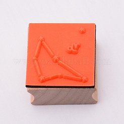 木の切手  ゴム入り  {12}の星座のある正方形  山羊座  30x30x24mm&nbsp;DIY-WH0175-46J