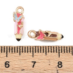 合金エナメルチャーム  ゴールドカラー  バタフライペンシル  ミックスカラー  13.5x4x5.5mm  穴：1.4mm&nbsp;FIND-G101-05G