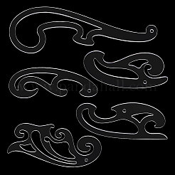 5個 5スタイル アクリル製図テンプレート 測定定規セット  透明  6~8x14~24x0.3cm  1個/スタイル&nbsp;TOOL-WH0243-001