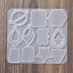 幾何学的なイヤリングペンダント DIY シリコン型  レジン型  UVレジン用  エポキシ樹脂工芸品作り  透明  120x110x4mm  内径：21~36x23~44.5mm  穴：2mm&nbsp;DIY-Q033-01D