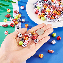 120個 12スタイル スポーツスタイル アクリルビーズ  混合図形  ミックスカラー  9~18x10~16.5x9~12mm  穴：2.5~4mm  10個/スタイル&nbsp;MACR-TA0002-28
