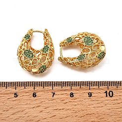 バッグ 真鍮 マイクロパヴェ キュービックジルコニア フープピアス  長持ちメッキ  ニッケルフリー  18KGP本金メッキ  26x20x8mm&nbsp;EJEW-B148-06G