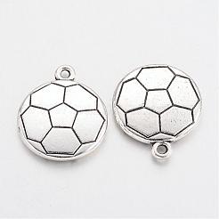 チベット風合金サッカー/サッカーボールホビーペンダント  スポーツチャーム  鉛フリー＆カドミウムフリー  アンティークシルバー  22x18.5x3.5mm  穴：2mm  約120個/500g&nbsp;TIBEP-S291-16-RS