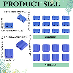 300個 2スタイル 2穴ベーキングペイントガラスシードビーズ  長方形  ダークブルー  4.5~5.5x2x2~2.5mm  穴：0.5~0.8mm&nbsp;SEED-ME0001-08A