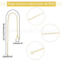 304ステンレススチールイヤリング金具  アメリカンピアス  ゴールデン·ステンレス鋼色  90~94x1.2mm  ピン：0.8mm  2色  10pairs / color  20のペア/箱&nbsp;STAS-UN0015-84P