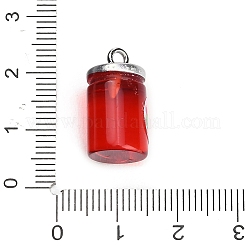 不透明樹脂ペンダント  白金鉄パーツ  ジャム瓶のチャーム  レッド  20x10x10.5mm  穴：1.8mm&nbsp;LS-RE-CBA08CD-10C