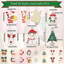 40本20スタイルアロイエナメルペンダント  カドミウムフリー＆鉛フリー  クリスマス混合形状  ミックスカラー  17~26x12.5~20x1~3mm  穴：1~2mm。 2 個/スタイル&nbsp;ENAM-SC0003-61